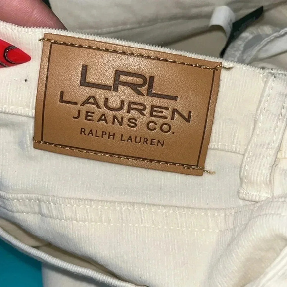 Lauren Ralph Lauren Green Label Corduroy Classic Straight Pants Cream Plus Size - Picture 7 of 8